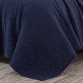 thumbnail image 4 of Chezmoi Collection Madrid Herringbone Geometric Solid Cotton Lightweight Quilt, 3-Piece Quilt Set, Queen, Navy Blue, 4 of 9