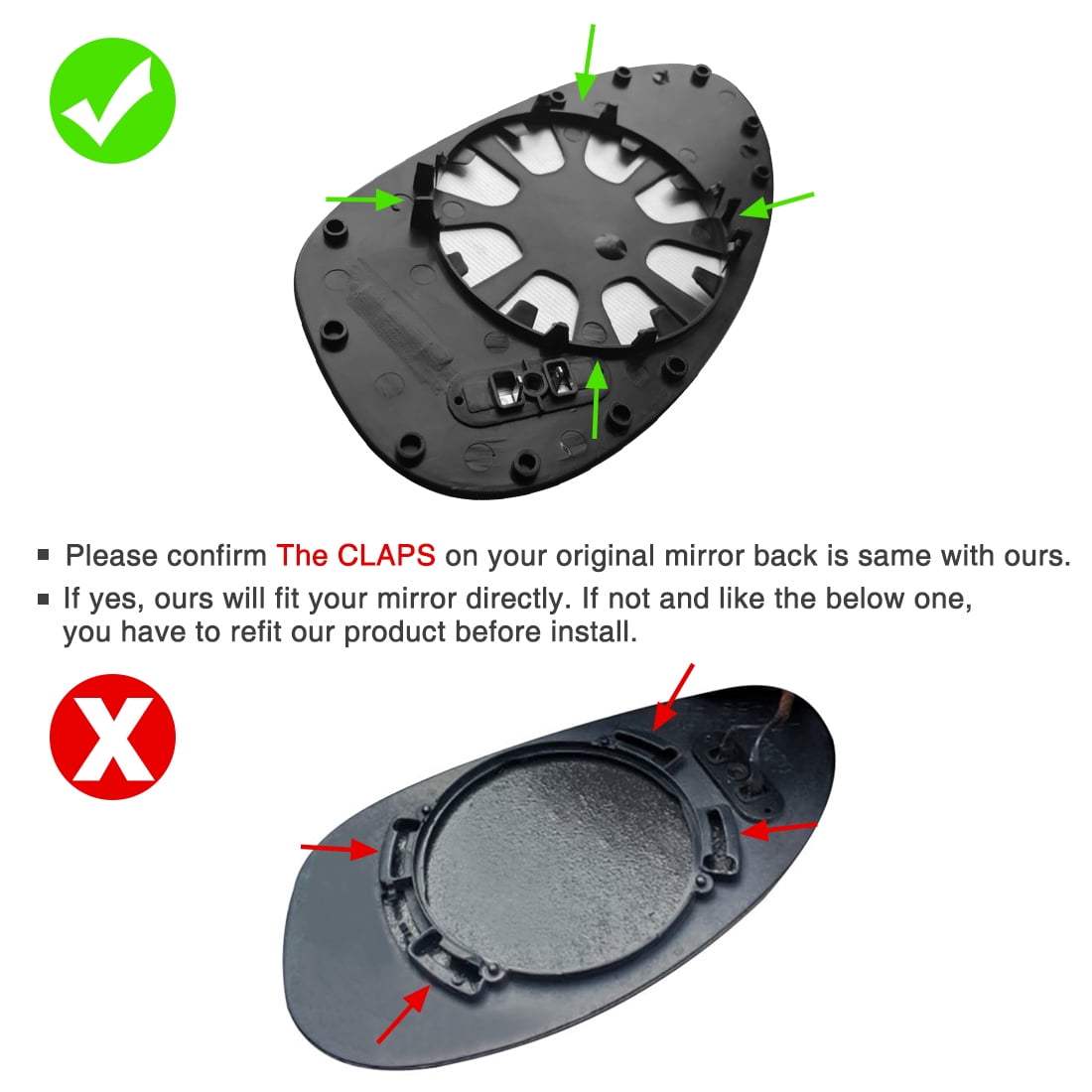 Unique Bargains Car Rearview Mirror Glass with Backing Plate Heated Right