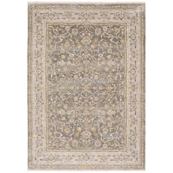 Oriental Weavers Maharaja Area Rug - 040M1 - 7'10" x 10'10" - in Beige/ Grey - Vintage Inspired, Stain Resistant, Family and Pet Friendly , Dining, Living Room Rug
