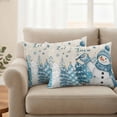 thumbnail image 2 of Blue Snowman Christmas Outdoor Waterproof Pillow Covers, Xmas Tree Snowflake Winter Rustic Elk Decorative Rectangle Throw Pillowcase Sofa Cushion Sham for Patio/Couch/Chair, 20"x12" 2 Pack, 2 of 8