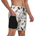 thumbnail image 2 of Logiee Carpenter tools Print Men's Swim Trunk,Quick Dry Board Shorts ,Men's Swim Trunks with Compression Liner, Bathing Suits with Pockets-X-Large, 2 of 6