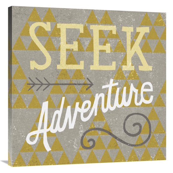 Global Gallery's 'Mod Triangles Seek Adventure Retro' By Michael Mullan Stretched Canvas Wall Art