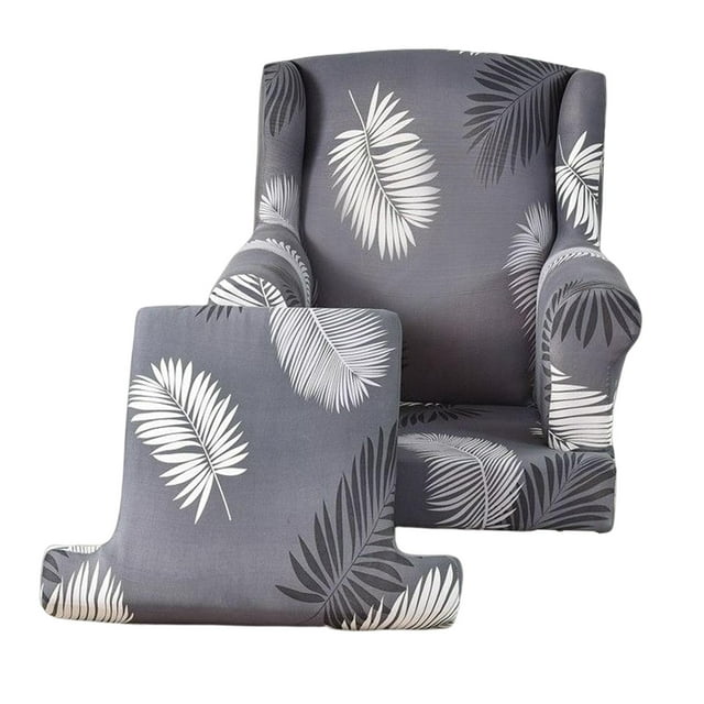 GUOOL Elastic Wingback Chair Cover Armchair Slipcovers Chair Protector Couch Furniture Gray