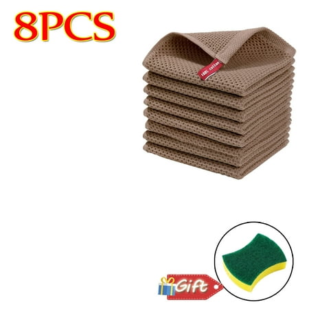 

Cotton Kitchen Dish Cloths Waffle Weave Soft Absorbent Dish Towels Washcloths Quick Drying Dish Rags for Kitchen Home Cleaning(Brown 8PCS)