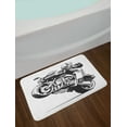 thumbnail image 2 of Motorcycle Bath Mat, Cool and Talented Rider Wheelie Doing Stunt Urban Extreme Performances, Plush Bathroom Decor Mat with Non Slip Backing, 29.5" X 17.5", Charcoal Grey White, by Ambesonne, 2 of 2