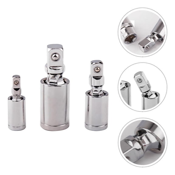 ibasenice 3Pcs Silver Joint Socket Adapter Set for Mechanical Repairing and Swivel Extensions