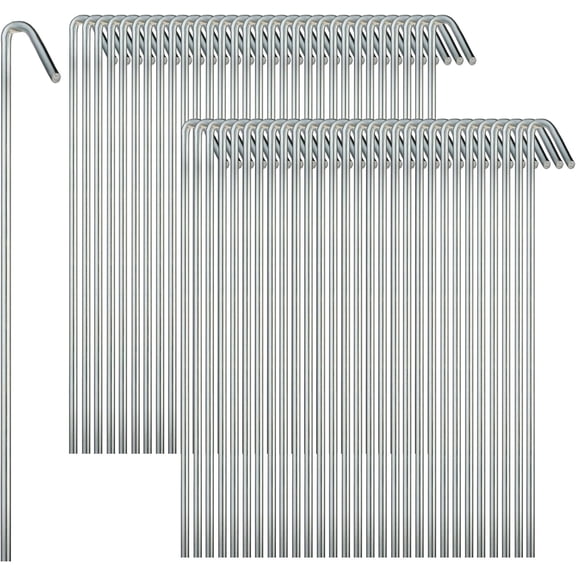 60 Pack Tent Stakes for Outdoor Camping Heavy Duty Metal, Galvanized Rust-Free Yard Stakes, 60 Garden Edging Fence Hooks, Garden Stakes for Gardening & Canopies, Tent Pegs - by Ram-Pro