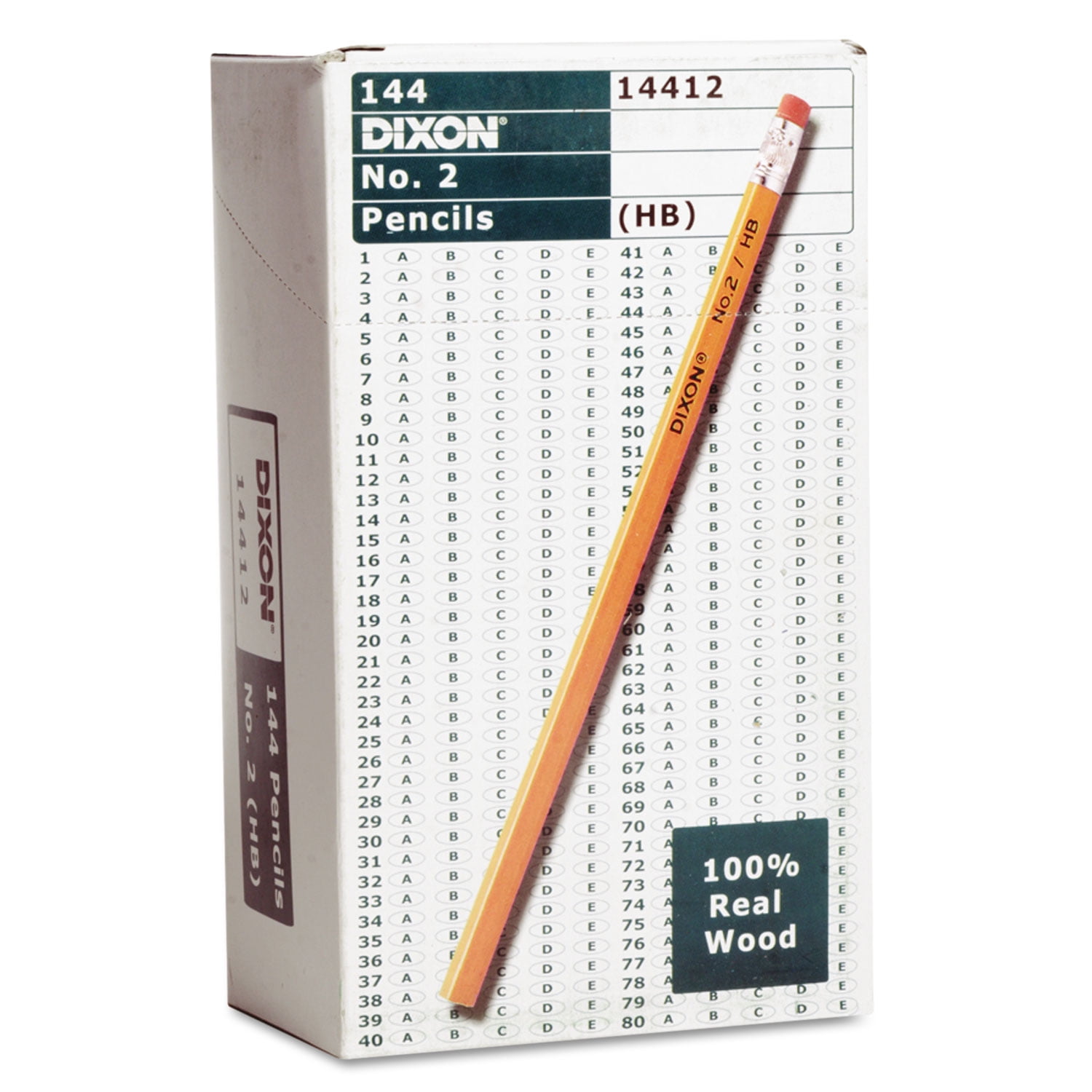 Dixon No. 2 Pencil, HB (#2), Black Lead, Yellow Barrel, 144/Box (14412)