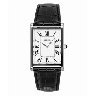 Seiko SNP045 Men's Premier Black Dial Black Leather Strap Kinetic