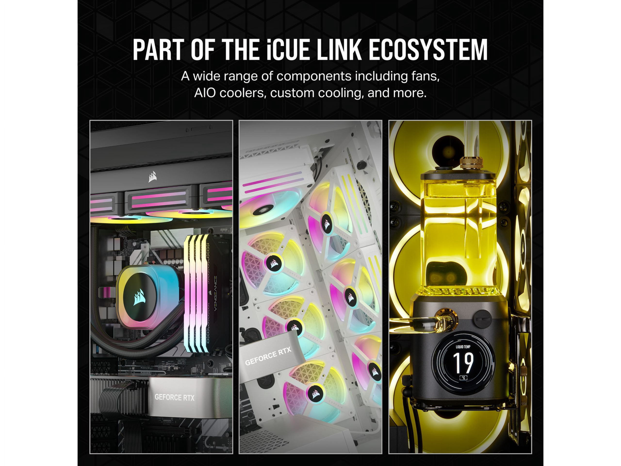 CORSAIR iCUE Link H100i RGB Liquid CPU Cooler - 240mm AIO - QX120 RGB Fans - Fits Intel LGA 1851, AMD AM5 - iCUE Link System Hub Included - Black