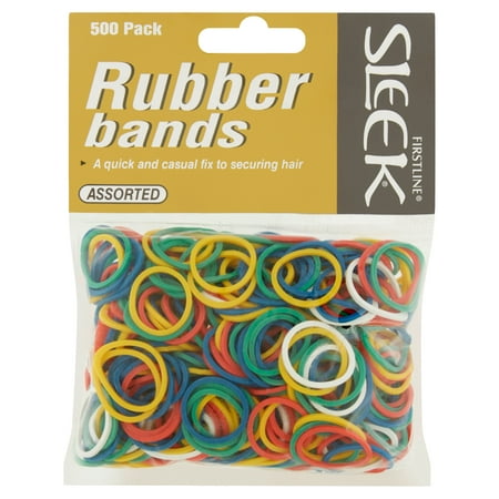 (4 Pack) Firstline Sleek Assorted Rubber Bands, 500
