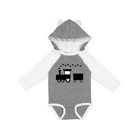 Inktastic Valentines Day Heart Choo Choo Train Boys Long Sleeve Baby Bodysuit