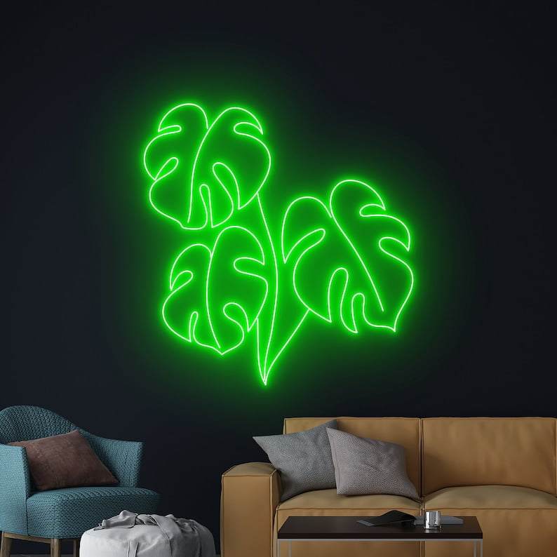 Handmadetneonsign Monstera Leaf Neon Light, Monstera Leaf Tropical