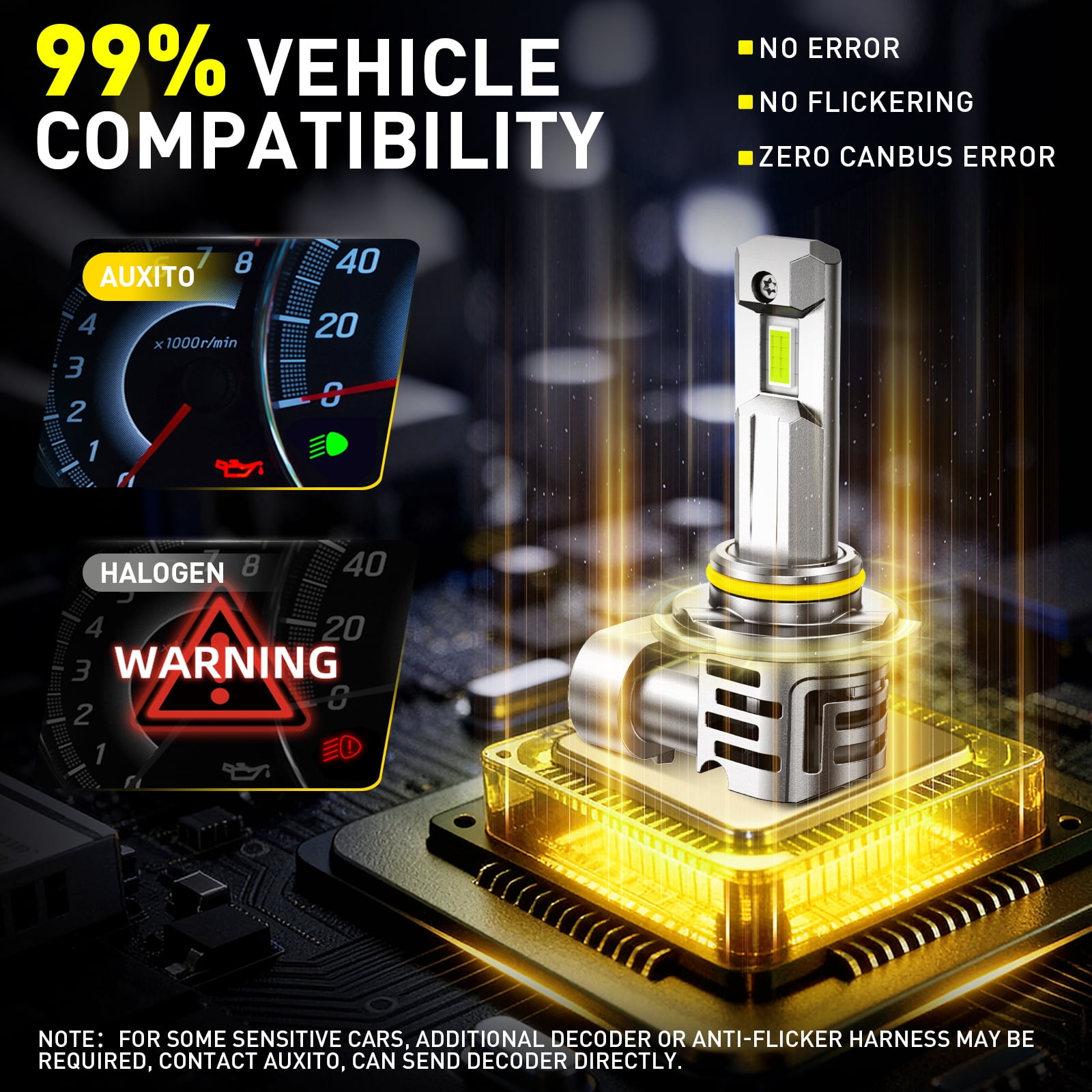 AUXITO 2026 Latest 9006 LED Headlight Bulbs, 900% Brighter 30,000lm 6500K Cool White HB4 9006 Low Beam Headlight Bulb, 1:1 Mini Size 5 Mins Easy Installation, Plug and Play, Pack of 2