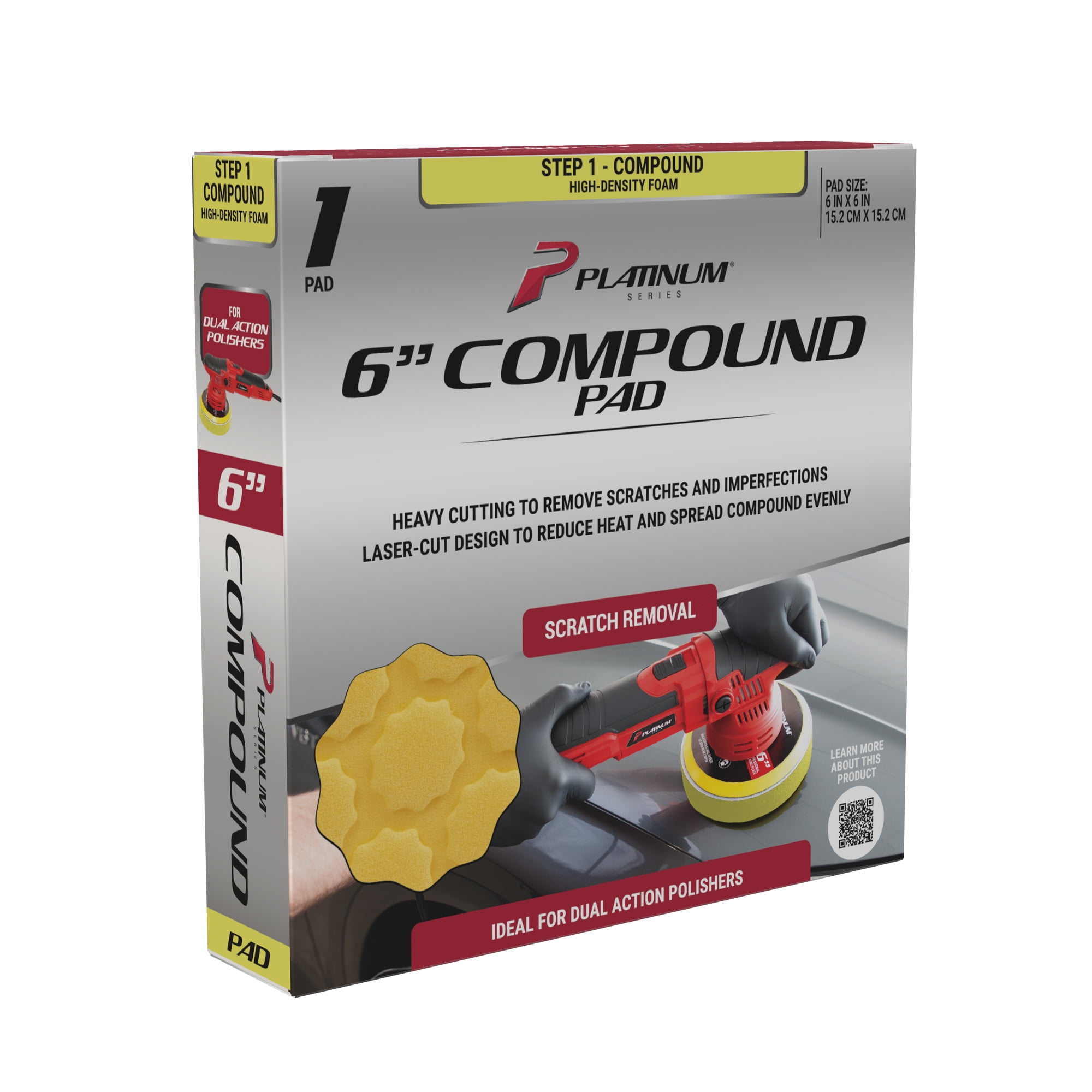 (2 pack) Platinum Series Dual Action Polisher Compound Pad, 6 inch, 1 Pad