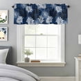 thumbnail image 3 of Curtain Valance for Windows, Vintage Flower Texture on Dark Blue Kitchen Valances Rod Pocket Short Curtains, Chrysanthemum Floral Window Valance for Bedroom Bathroom Living room 60x18in, 3 of 9