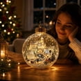 thumbnail image 4 of CaiYueKe Light Up Christmas Ornament Ball with Mini Holiday Scene, Glowing Tree Hanging Decoration with Warm Lights, Festive Story Scene Pendant for Christmas Tree Window Mantel, 4 of 7