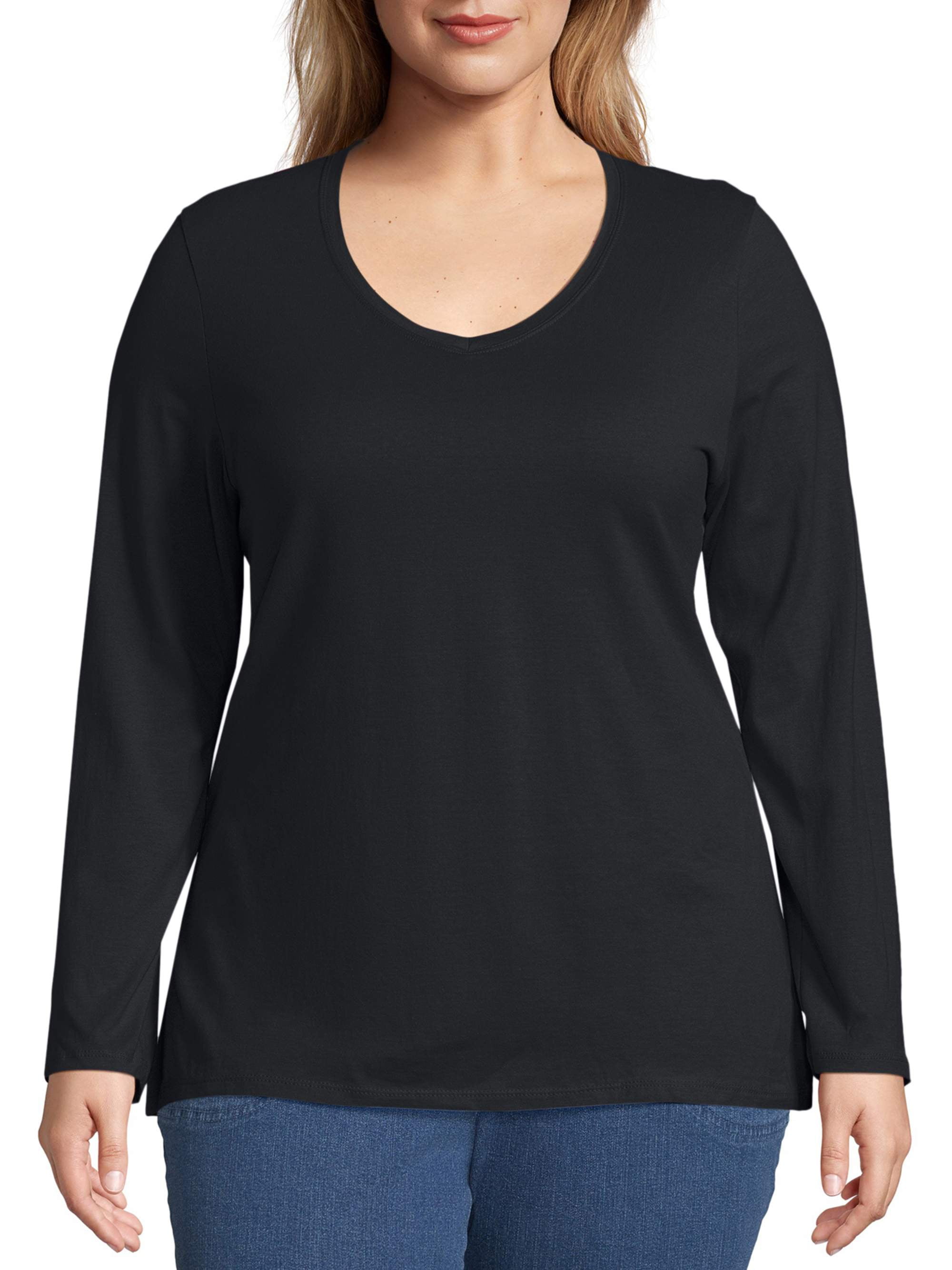 JXJHK Large Size Womens Shirt V-Neck Shirt Long Sleeve Loose Printed Womens T-Shirt