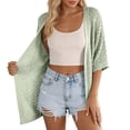 thumbnail image 2 of Swimsuit Coverup for Women Short Sleeve Lightweight Open Front Crochet Knit Kimono Cardigans Beach Cover Up, 2 of 5