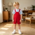 thumbnail image 6 of VeFlora Boys Overalls Summer Outfits Adjustable Strap Long Pants Casual Sleeveless Rompers Jumpsuits with Pockets(Red/4-5 Years), 6 of 6