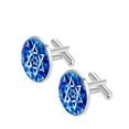 thumbnail image 2 of Flag of Israel Formal Shirt Cufflink Set for Men, Made of Stainless Steel, for Business Attire, 2 of 6