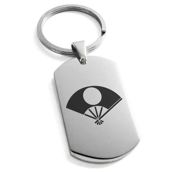 Stainless Steel Satake Samurai Crest Engraved Dog Tag Keychain Keyring