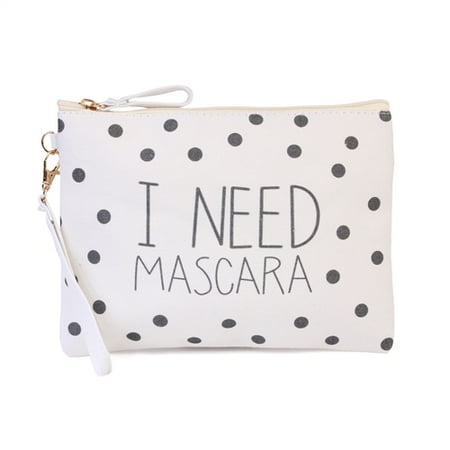 Riah Fashion I NEED MASCARA POLKA DOTS COSMETIC BAG