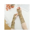 thumbnail image 5 of INSPIRE CHIC Women's Leopard Arm Warmers Ribbed Cuff Fingerless Arm Sleeves with Thumb Hole Long Gloves Brown One Size, 5 of 6