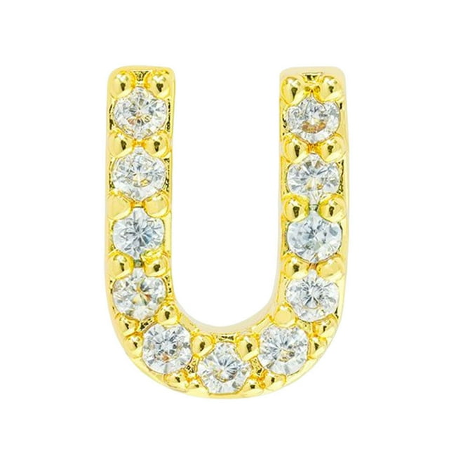 tredstone Simple Design Letter Rhinestone Earring Party Hiking Portable Stud Earrings Photo Shooting Ear Decor Jewellery U