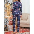 thumbnail image 3 of Christmas Jumpsuits for Women Buttoned V-neck Long Sleeve Christmas Printed Jumpsuit Xmas Bodysuit, 3 of 6
