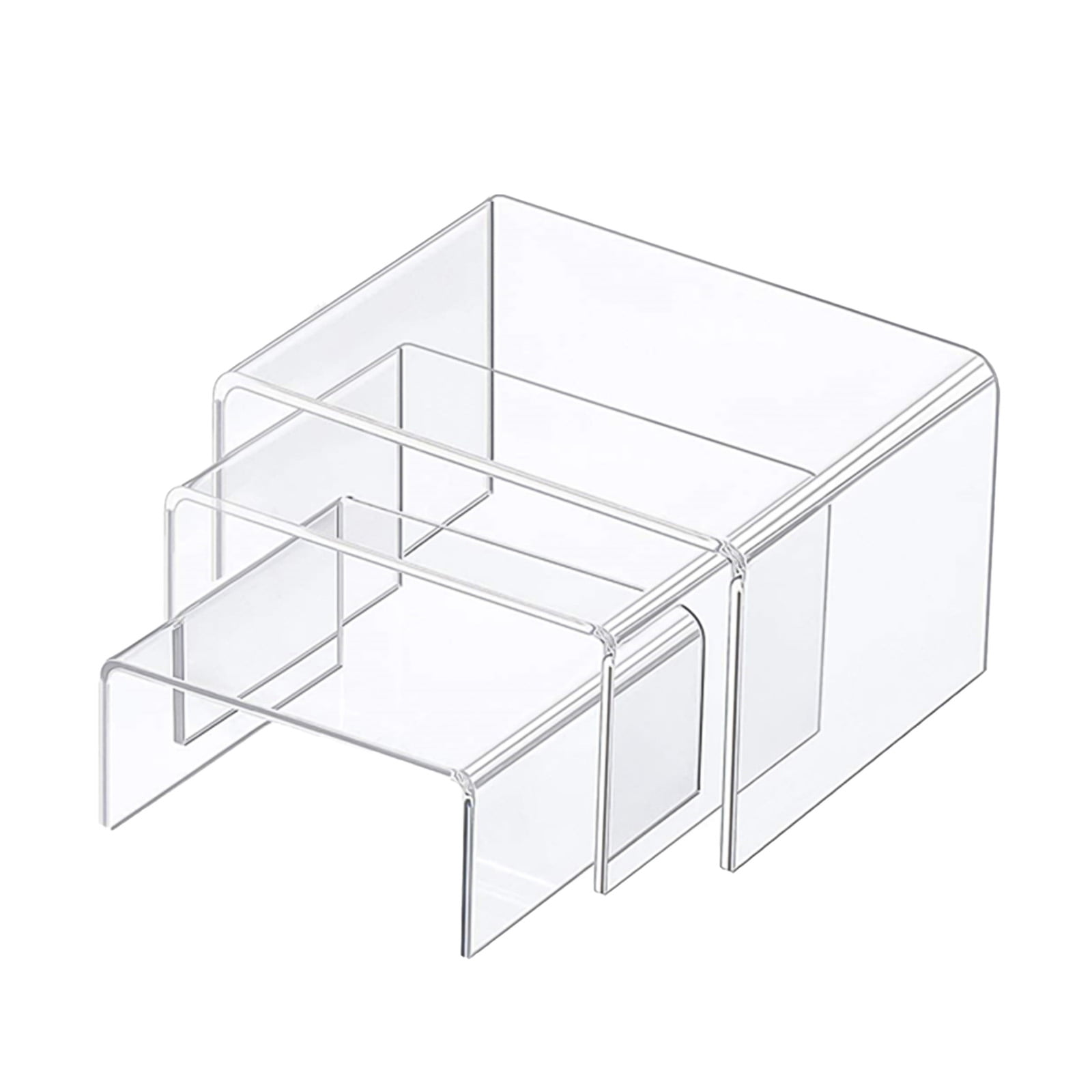 Clear Acrylic Display Riser Stand Pack of 3 for Showcase Store Home Decorations 