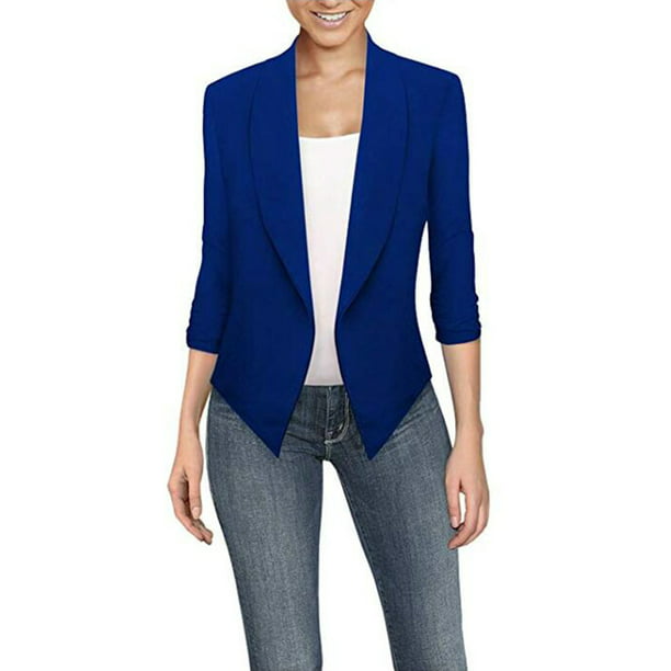 LEADOKO - Womens Size Lapel Cropped Blazer Work Formal 3/4 Sleeve Jacket Tops Walmart.com - Walmart.com