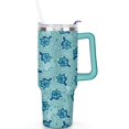 thumbnail image 2 of 40oz Cute Ocean Life Turtle Stainless Steel Flip Straw Tumbler Spill Proof Travel Cup Double Wall Vacuum Insulated Coffee Mug with Top Handle, 2 of 6