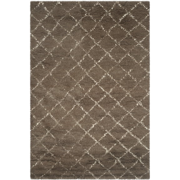 SAFAVIEH Kenya Alaia Geometric Area Rug, Dark Grey/Ivory, 6' x 9'