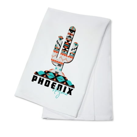 

Phoenix Arizona Saguaro Cactus Tribal Inspired Pattern (100% Cotton Tea Towel Decorative Hand Towel Kitchen and Home)