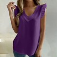 thumbnail image 2 of YigeTops Women's Plaid Trim V Neck Blouse Sleeveless Loose Tank Tops Casual Summer Tunic Tops Purple 2XL, 2 of 6