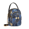 thumbnail image 7 of FORMRS Crossbody Bag for Women Quilted Travel Shoulder Cell Phone Purse with Chain Strap Handbag, Blue Geometric Pattern, 7 of 7