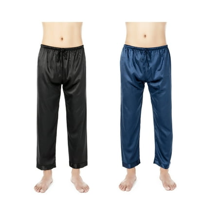 

Men s Silk Satin Pajama Pants Soft Long Sleep Bottoms Home Wear Pijama Pants with Elastic Waist