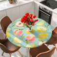 thumbnail image 2 of Summer Fruit Round Tablecloth 36-44 Inch Round Fitted Table Cloth with Elastic Edge, Spring Botanical Lemon Peach Green Waterproof Table Cover Protector for Outdoor Picnic Party Dining, 2 of 9