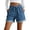 Blue, variant on Gyujnb Women Casual Shorts, Drawstring Elastic Waist Roll‑Up Hem with Side Pockets,Dark Blue