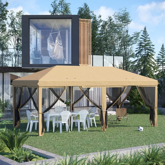 10x20 Pop Up Canopy Tent with Netting Heavy Duty Instant Sun Shelter Large Tent for Parties with Carry Bag for Outdoor Garden Patio Backyard Camping