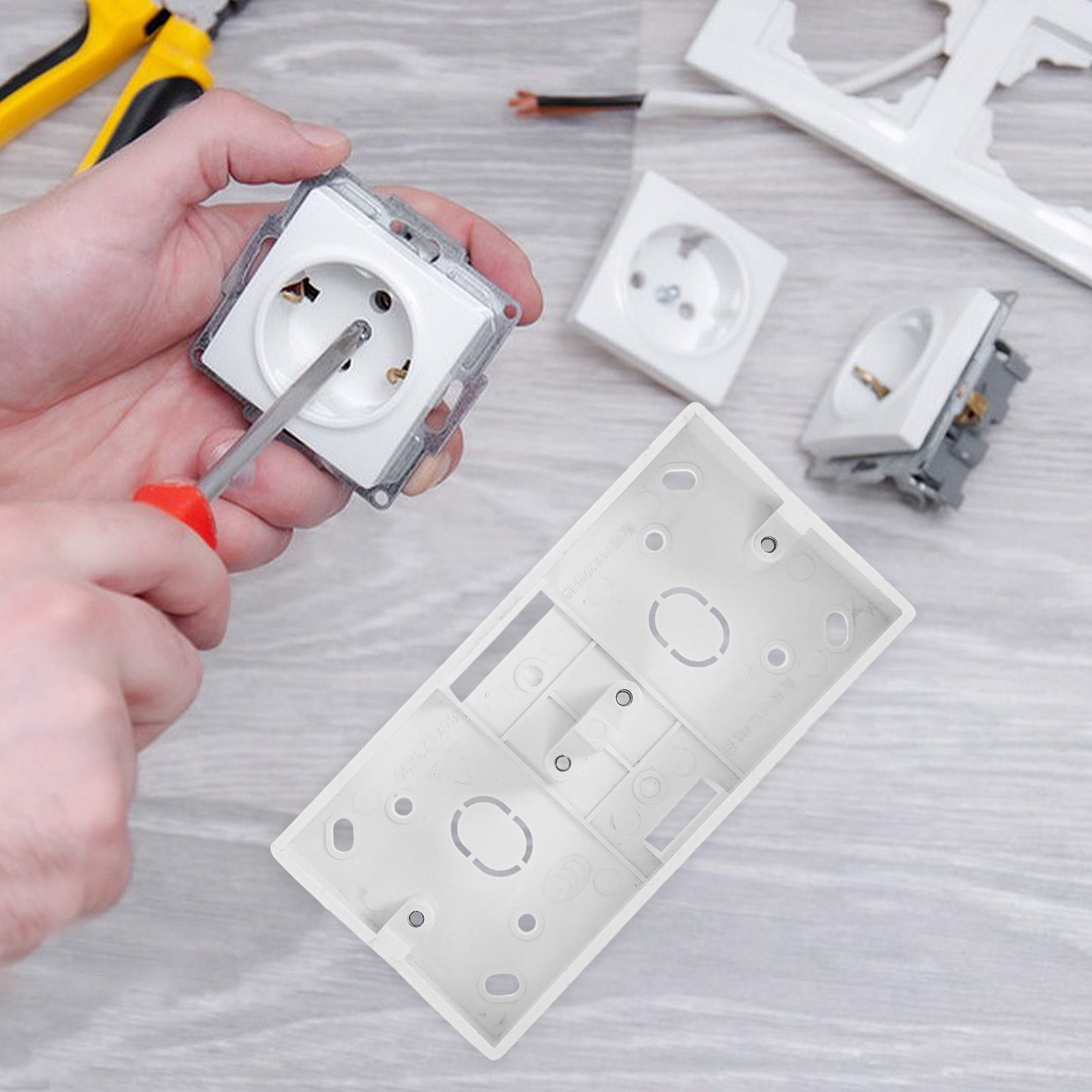 FOMIYES Durable PVC Wall Mounted Outlet Box, White, Standard Size, Surface Mount, Multiple Outlets, 10Pcs