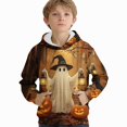 thumbnail image 2 of DJDLJWCJ Boys Halloween Long Sleeve Hoodie Kids Halloween Print Pullover Sweatshirts, Fun Casual Fall Festival Tops Multicolor Size 150, 2 of 5