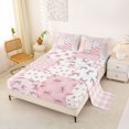 thumbnail image 3 of Erosebridal Cute Pink Bow Queen Sheet Sets For Girls,Modern Patchwork Geometric Plaid Bed Set For Kids 4-Piece, 3 of 6