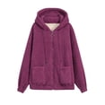 thumbnail image 4 of Lined Jacket Women with Hood Winter Coats Full Zip Hoodie Sherpa Sweatshirt (RD1 XXL), 4 of 4