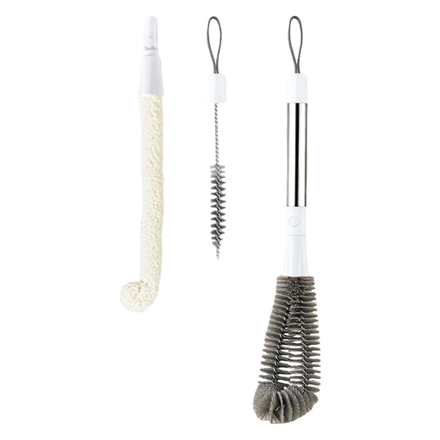 Juego de cepillos para limpieza de botellas, herramienta multifuncional de lavado de cocina, cepillo de fregado práctico para vasos, cristalería Gris