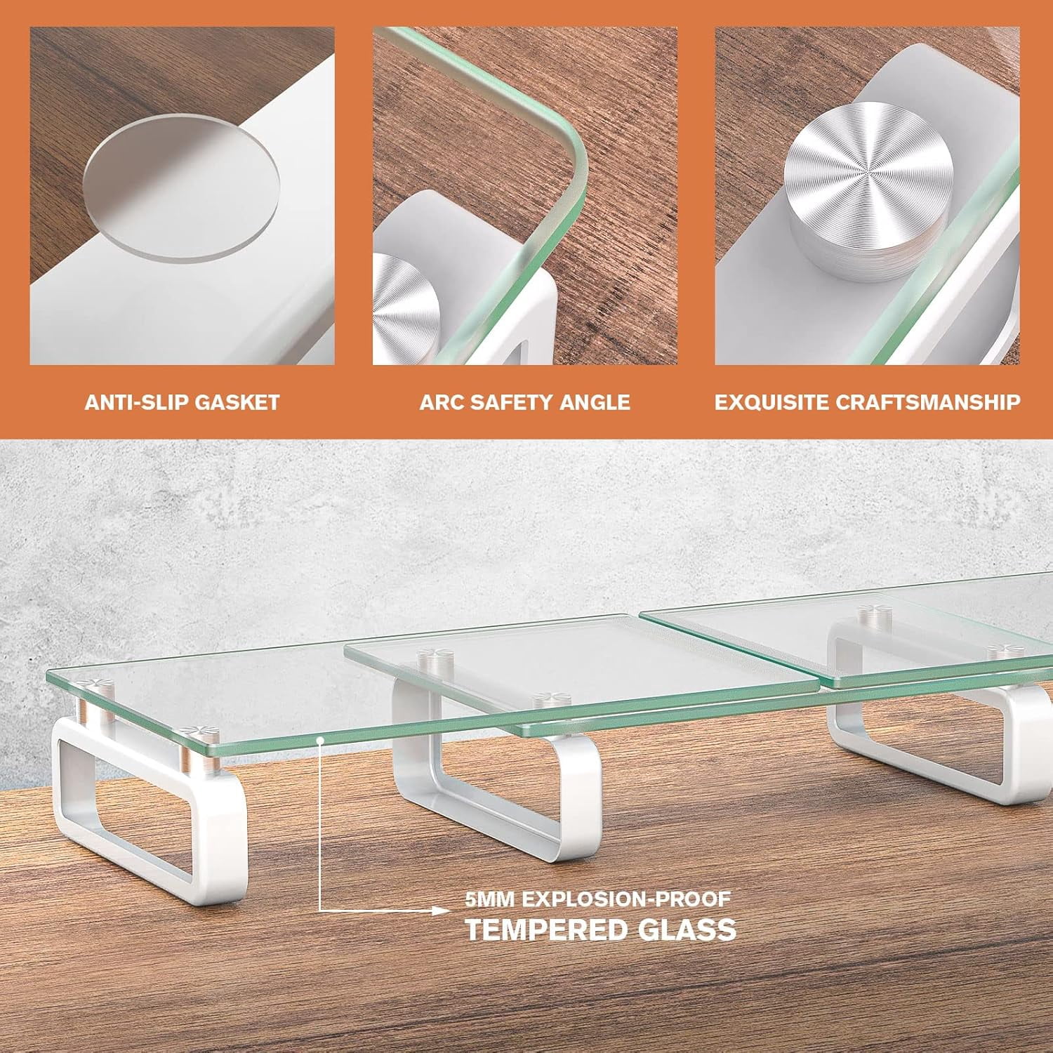 Dual Monitor Stand, Computer Monitor Stand, Desktop Organizer, Monitor Stand Riser for PC, Computer, Laptop Clear HD02T-301