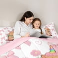 thumbnail image 4 of Erosebridal Kawaii Animals Capybara Twin Comforter Sets,Ribbon Bow Knot Print Bedding Set For Kids Girls ,Reversible Pink 2 Pieces, 4 of 7