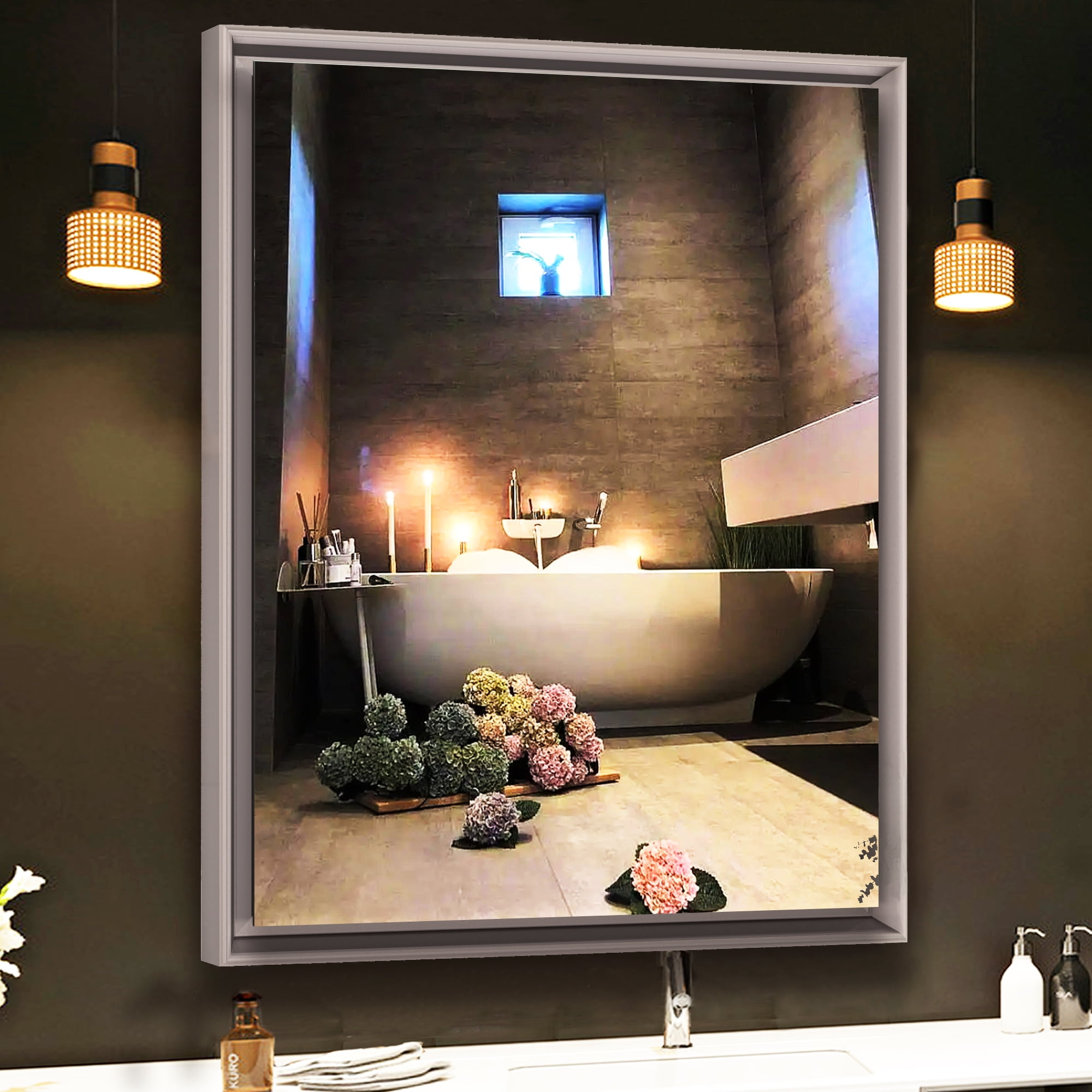 Vosuja 24x36 Inch Bathroom Mirrors for Wall, Metal Framed Wall Mirrors