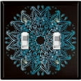 thumbnail image 1 of Metal Light Switch Plate Cover Teal Black Mandala Circle Tile Pattern MDL007, 1 of 13